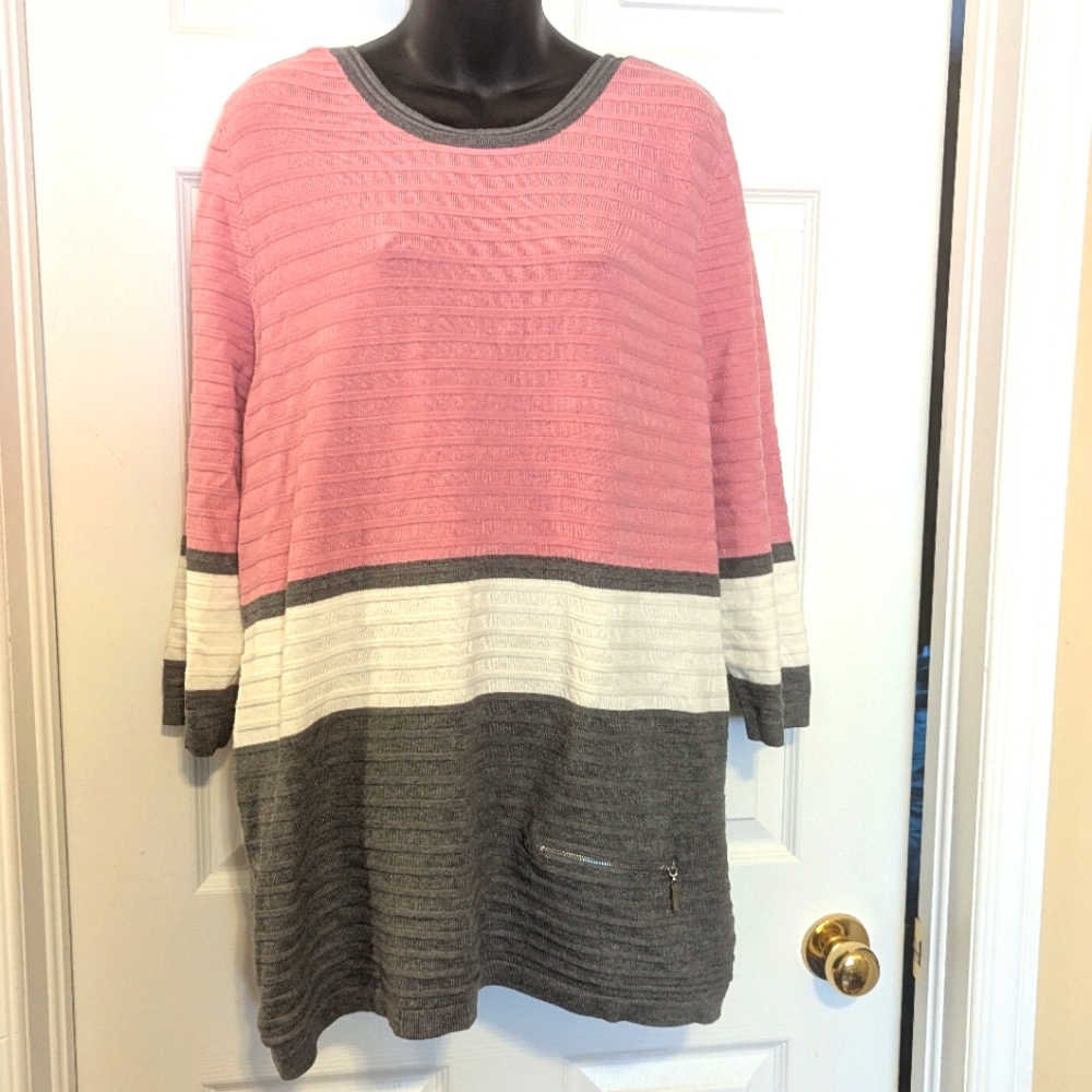 La Madona Colorblock Pink and Gray Women's Sweater XL
